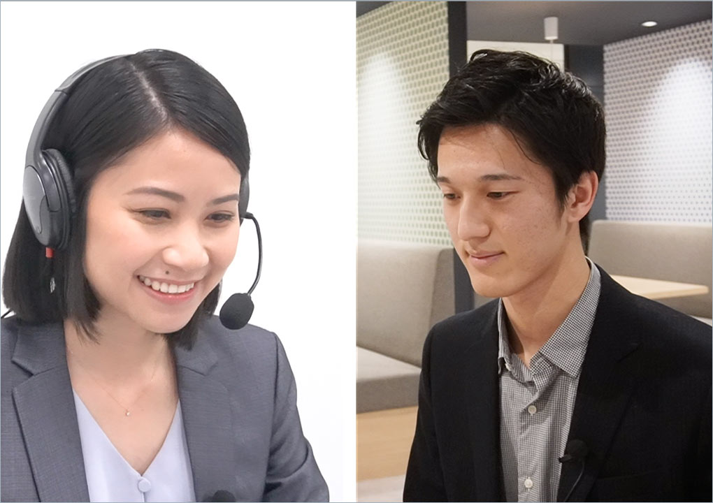 女性と男性が会話をしている様子