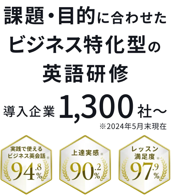 課題・目的に合わせたビジネス特化型の英語研修　導入企業1,300社〜